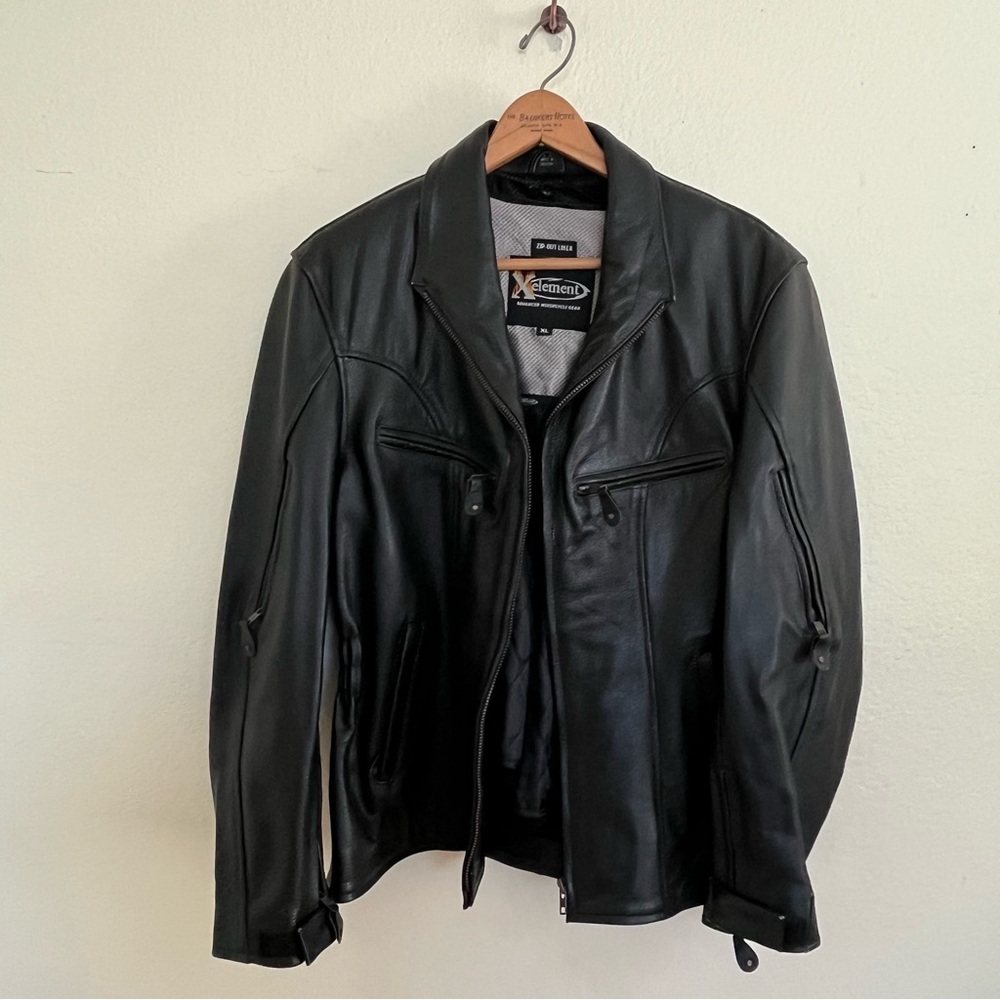 Xelement Advanced Motorcycle Gear Black Leather Jacket With Zip Out LinerSize XL